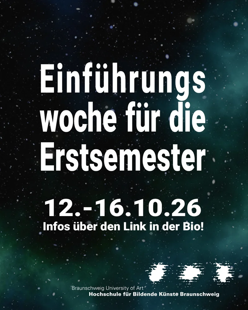 Starry night poster with white text 'Einführungswoche 12.-16.10.26' and HBK logo.